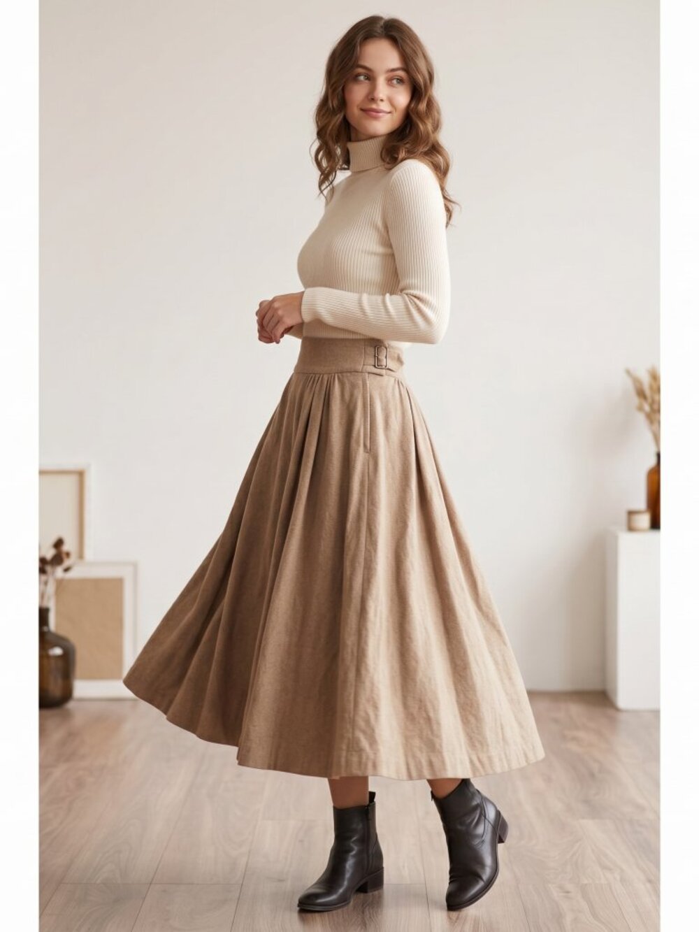Dries Van Noten Tan A-Line Skirt